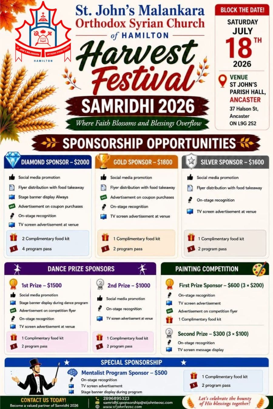 Harvest festival sponsorship details